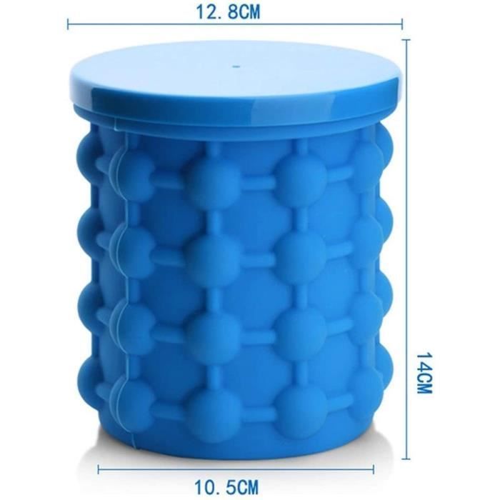 Seau à glaçons et rafraîchisseur - Ice Cube Maker 305 - Silicone - Double chambre 2 en 1 - Portable (Bleu)