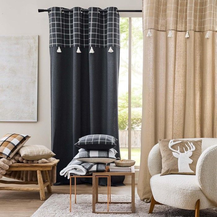 Plaid 125x150 cm Tartan & Sherpa - Gris anthracite - Douceur d'Intérieur