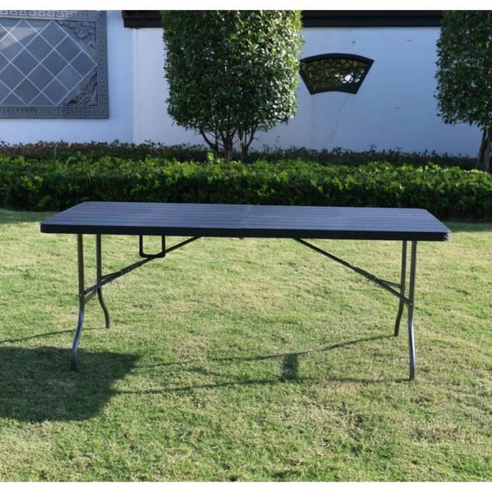 Mesa dobrável - IZTOSS - 185x77x78 cm - Preta - Retangular - Para exterior