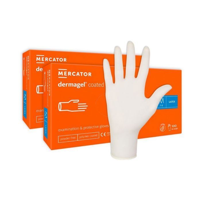 Paquete de 2 cajas de 100 guantes de látex transparentes para tareas domésticas, talla S, MERCATOR MP2BGLTDS