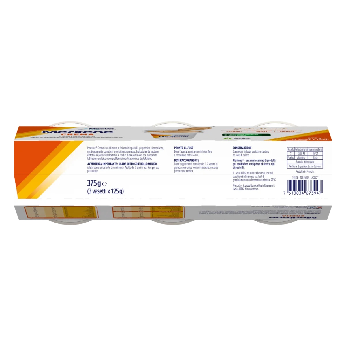 MERITENE Meritene Crema de Avellanas 3x125 g Postre alto en proteínas y calorías