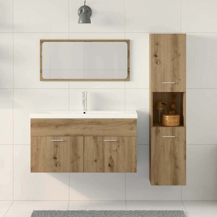 vidaXL Ensemble de meubles salle de bain 3 pcs bois d'ingénierie, armoire de salle de bain, placard de salle de bain 3328592