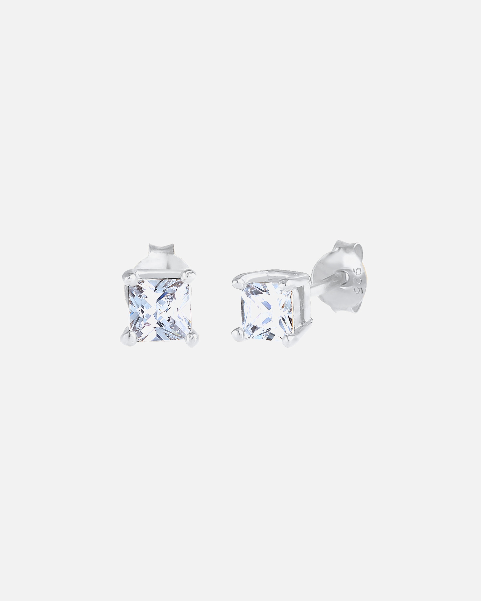 KUZZOI Hommes clous d'oreilles carrés Basic avec zircon en argent sterling 925