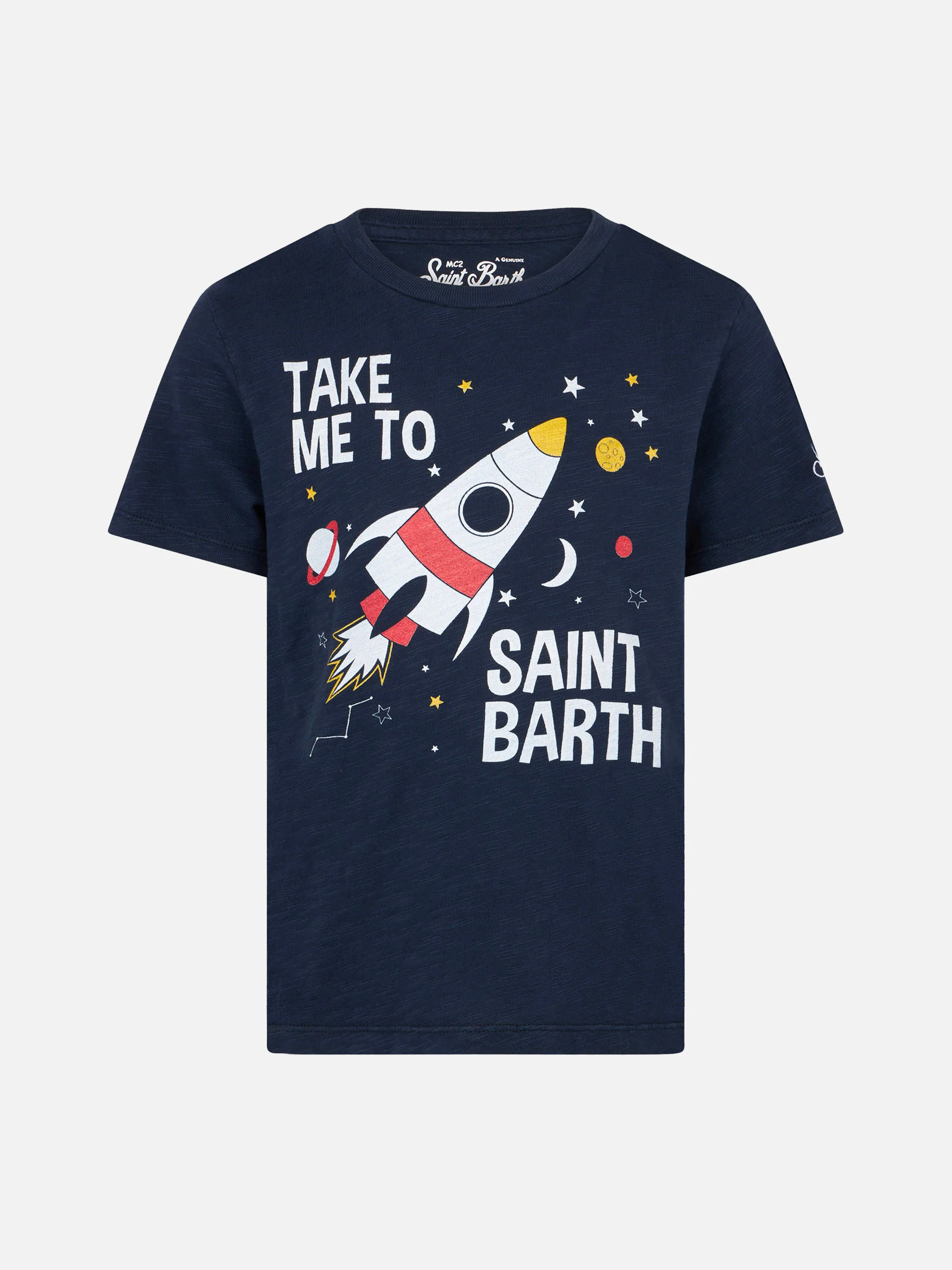 Space Razzo blaues Kinder-T-Shirt