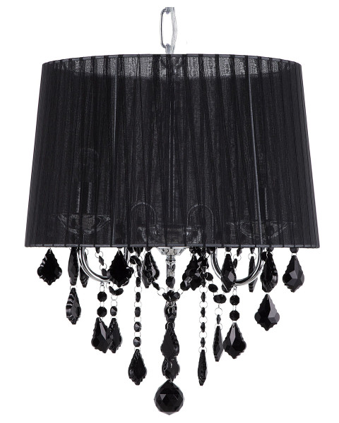 Lampa wisząca abażur kryształy czarna