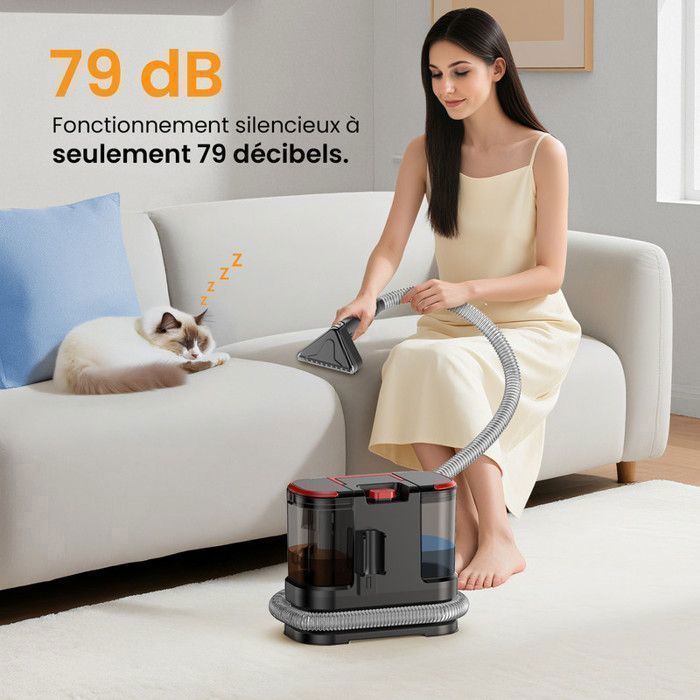 Tragbarer Fleckenentferner – 800 W/17 kPa/1,5 m Schlauch – 5 m Netzkabel – 1,8 l/1,3 l Tank – Polsterreiniger für Sofas