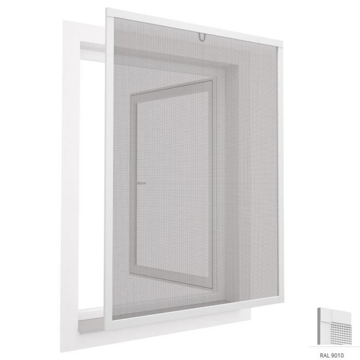greenLINE window screen with aluminum frame, 100 x 120 cm, white - No drilling required, individually shortenable