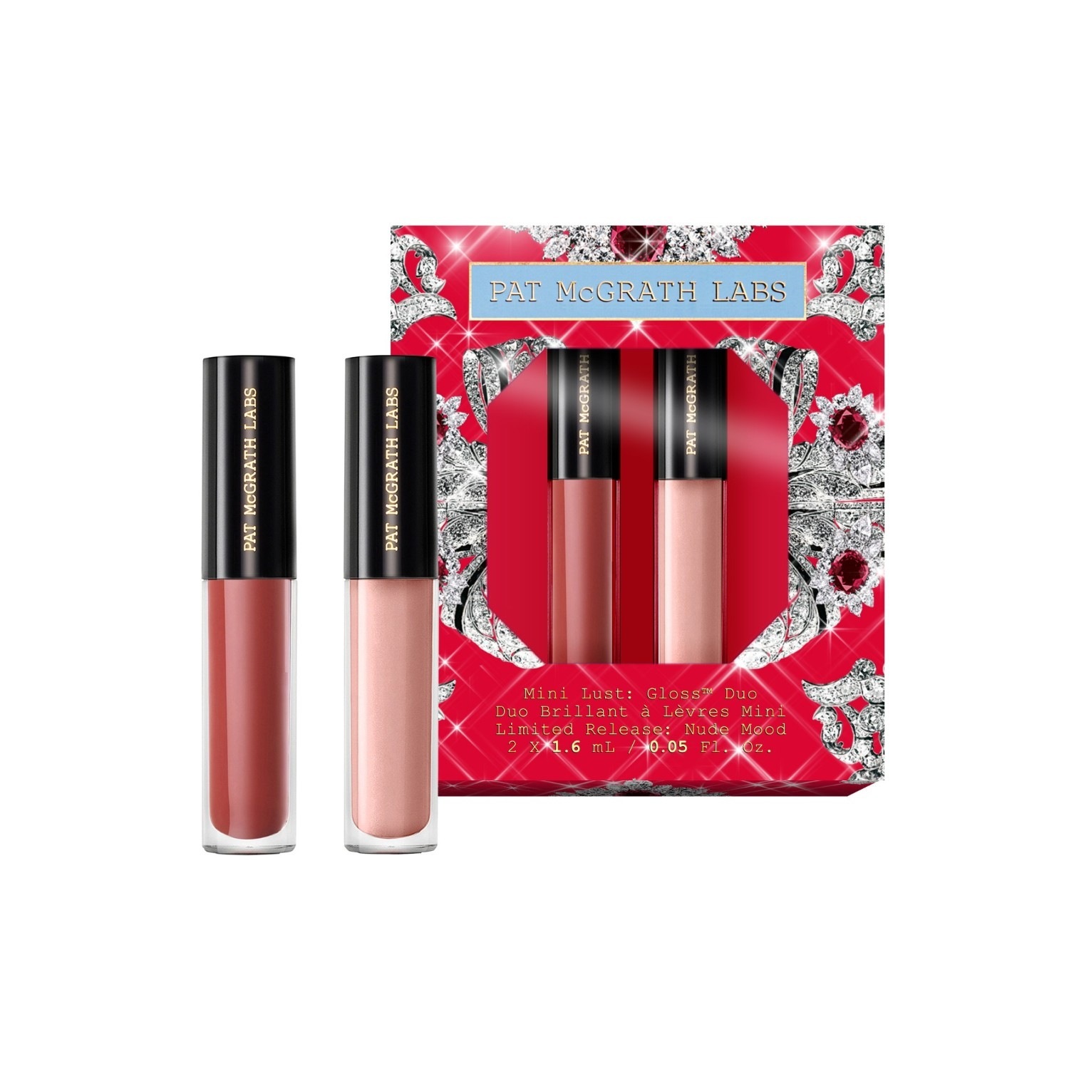 „Pat McGrath Labs“ lūpų blizgis „Mini Lust“: „Bloss Duo Nude Mood“ („Flesh 6“, „Nude Venus“) - 2 g