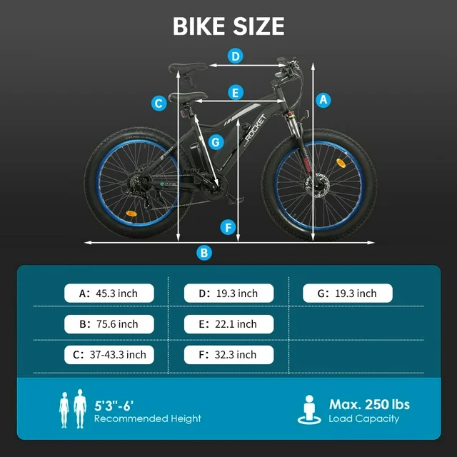 Ecotric 26 Zoll Fatbike-Elektrofahrrad, leistungsstarker 500-W-Motor, herausnehmbarer 36-V-/12,5-Ah-Lithium-Akku, geeignet für Strand, Schnee, Mountainbiken, mit Stoßdämpfung, für Erwachsene
