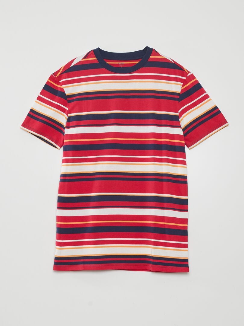 Camiseta listrada larga - VERMELHA