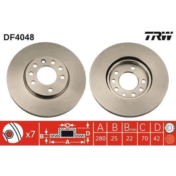 TRW Set van 2 remschijven DF4048