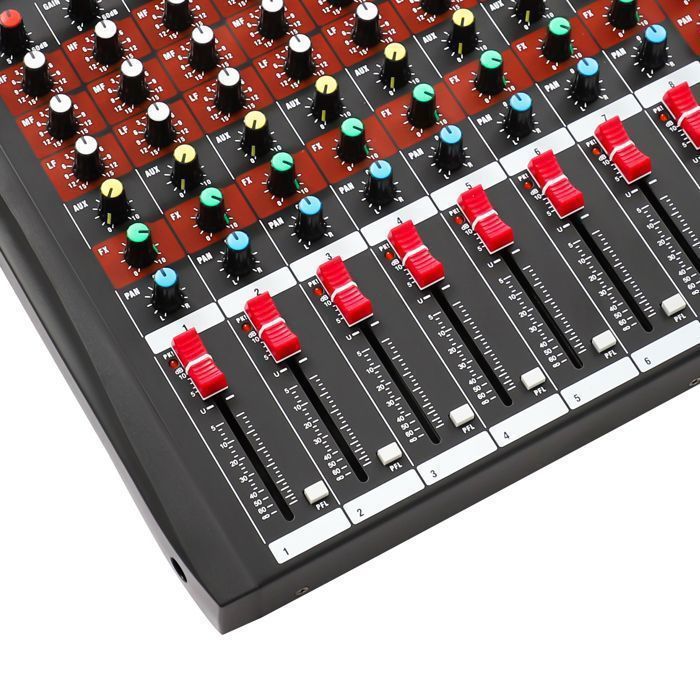 Mesa de mistura profissional de 8 canais para DJ - Console de controlo - Mixer de áudio - Mesa de DJ - Conexão USB Bluetooth