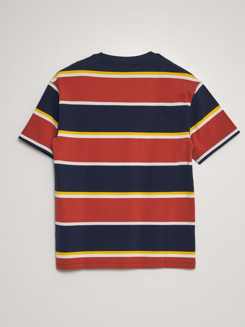 Gestreept T-shirt van piquékatoen - ORANJE