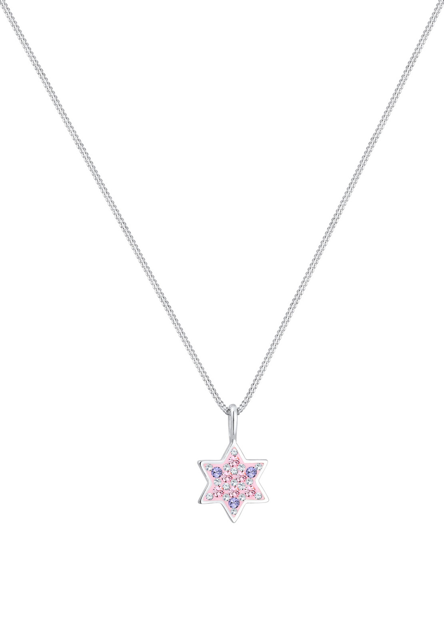 Elli Pastel Dames Enfants Étoiles avec Cristaux en Argent 925 Sterling