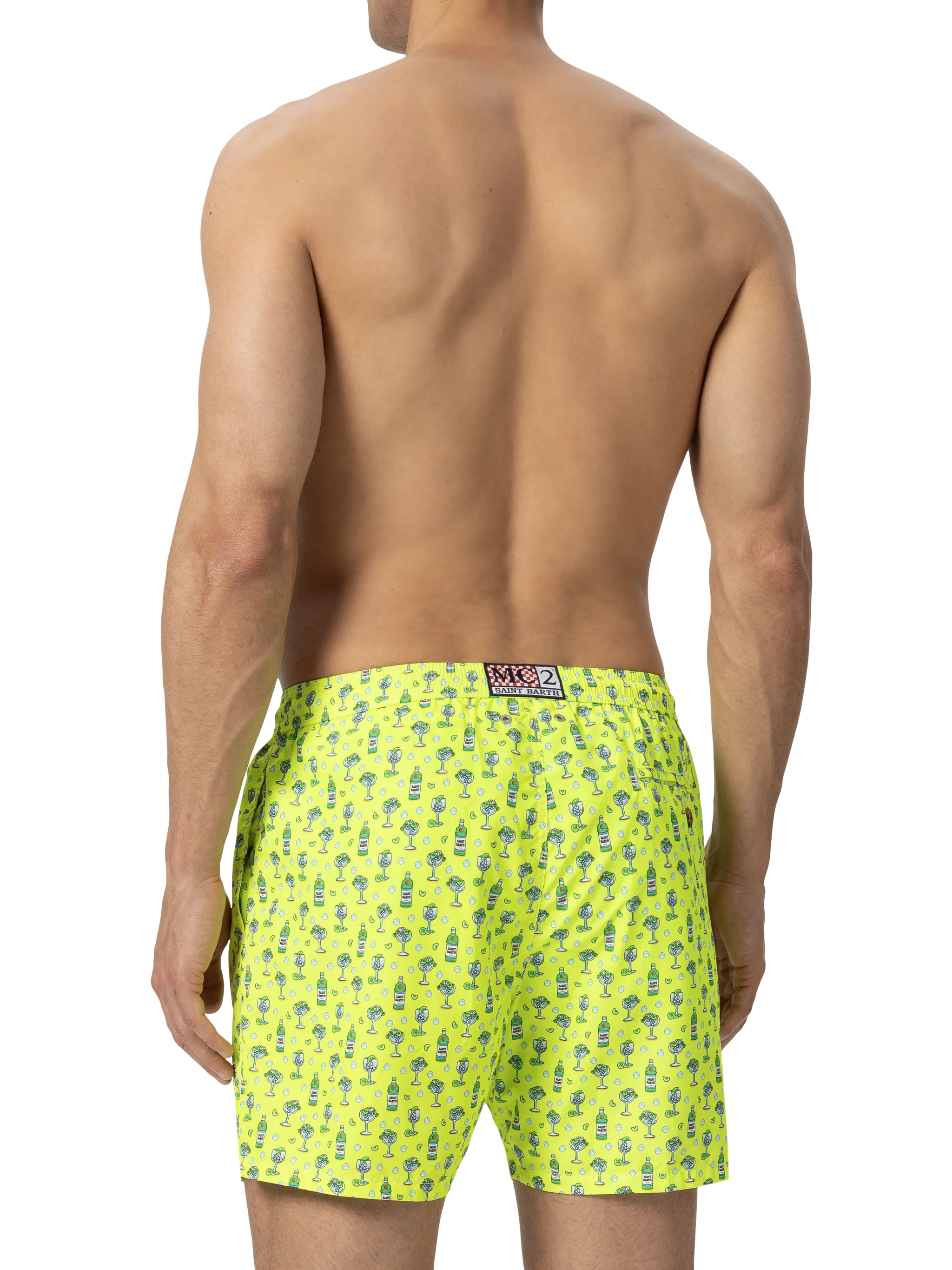 Zwempak met een luchtige uitstraling, gemaakt van lichtgewicht stof met een cocktailprint.