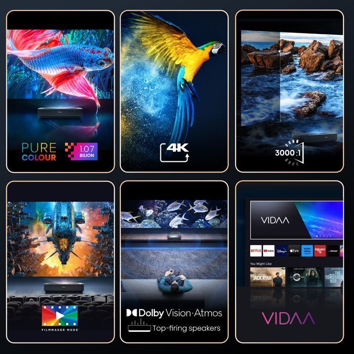 Videoproiettore - HISENSE - PL1 - Laser Cinema - 4K UHD - Proiezione ultracorta - 2100 lumen - Dolby Vision e Atmos - Smart TV VIDAA