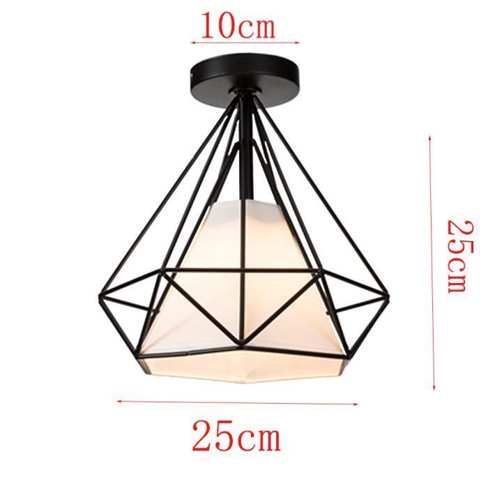 IDEGU Plafonnier Industrielle Vintage - Diamant Cage - Métal 25CM