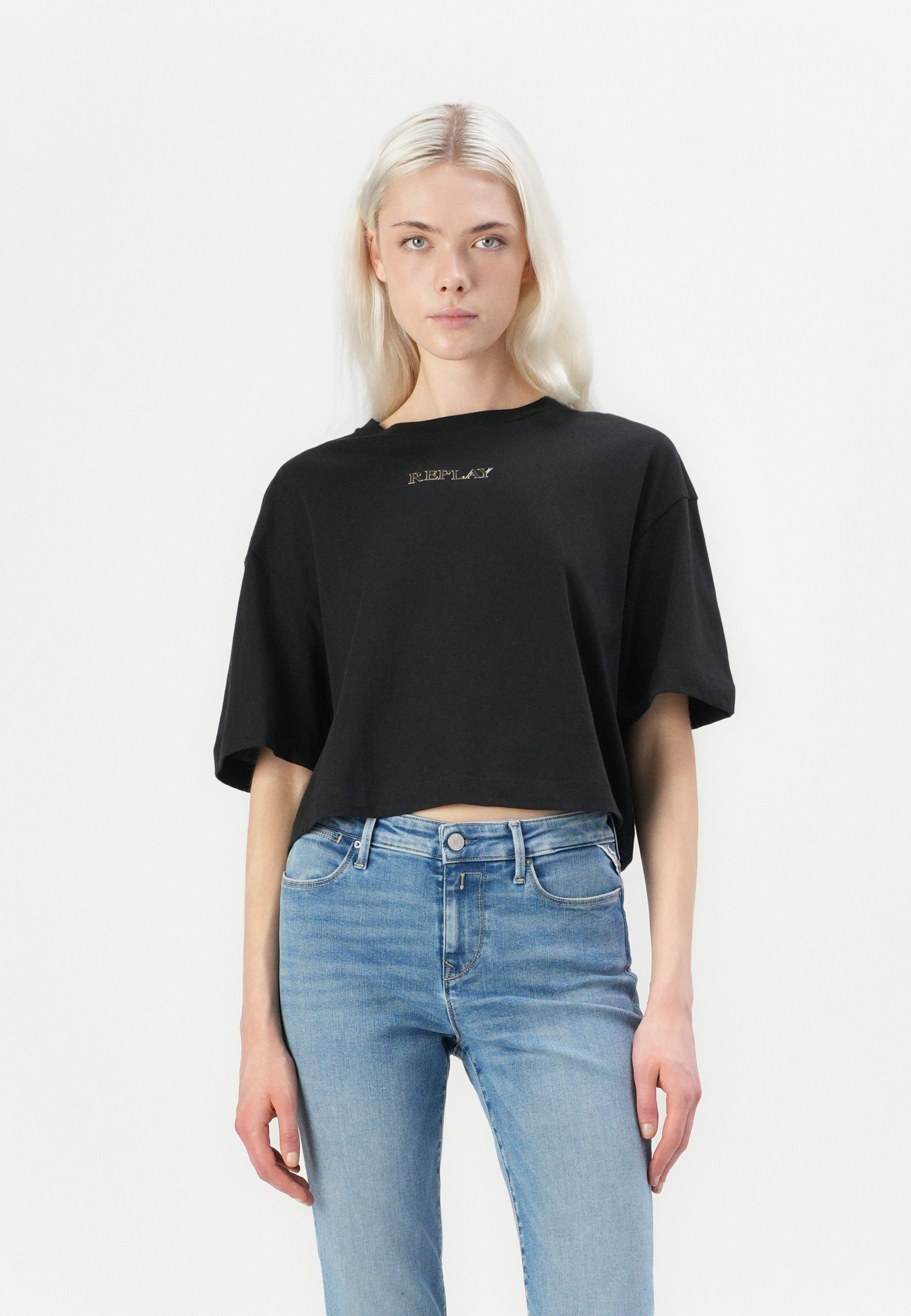 Replay Print T-shirt - zwart