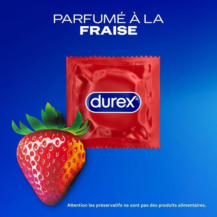 Durex - Pacote com 48 preservativos Sexy Strawberry - Extralubrificados com sabor de morango