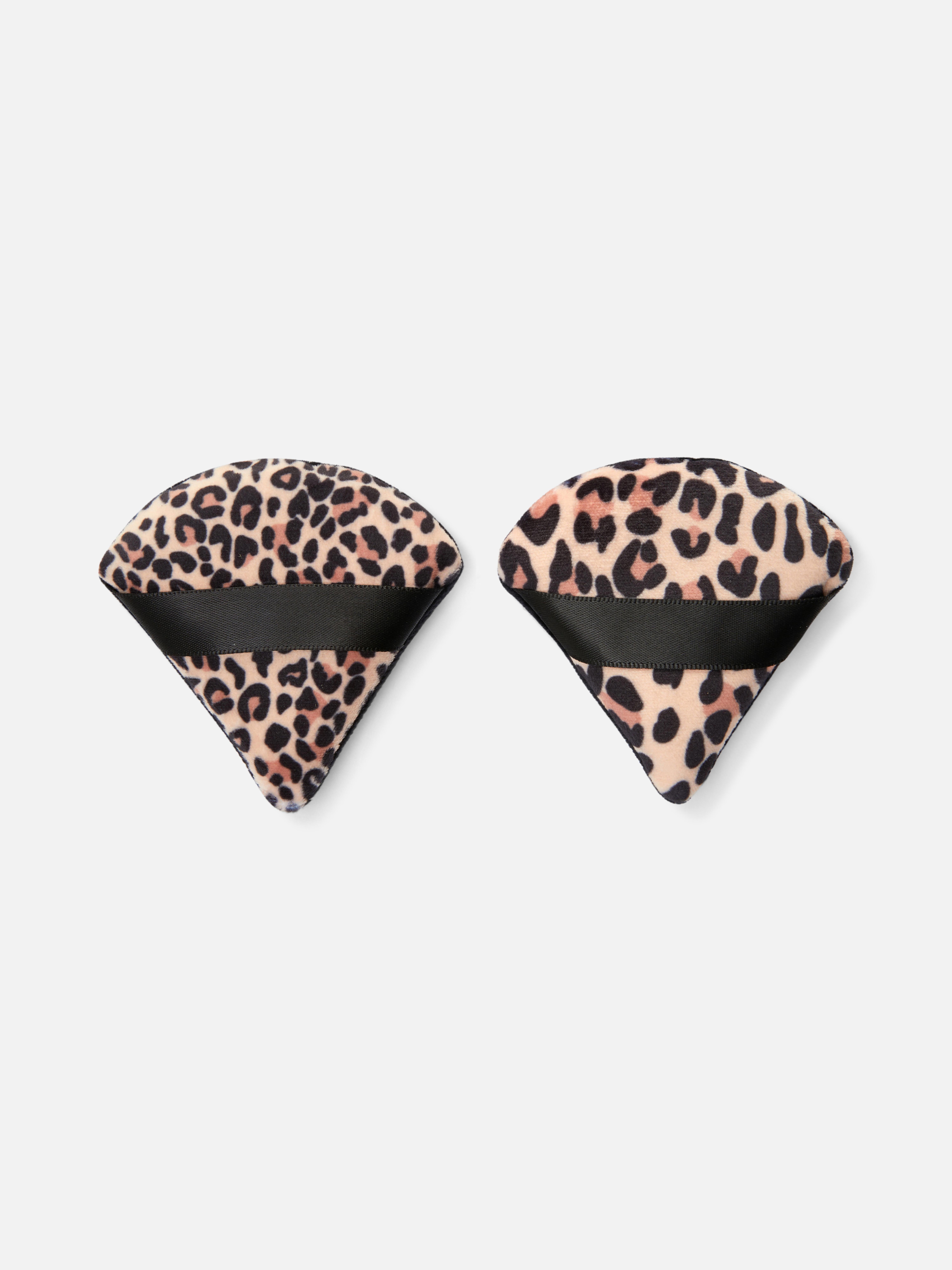 Set de 2 PS... Bufe de pudră cu imprimeu leopard, set de 2 Două bufe de pudră cu un imprimeu leopard izbitor pentru a aplica machiajul ca un profesionist