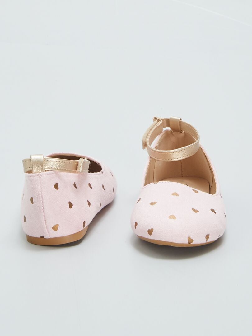 Gouden ballerina's met hartjespatroon - ROZE