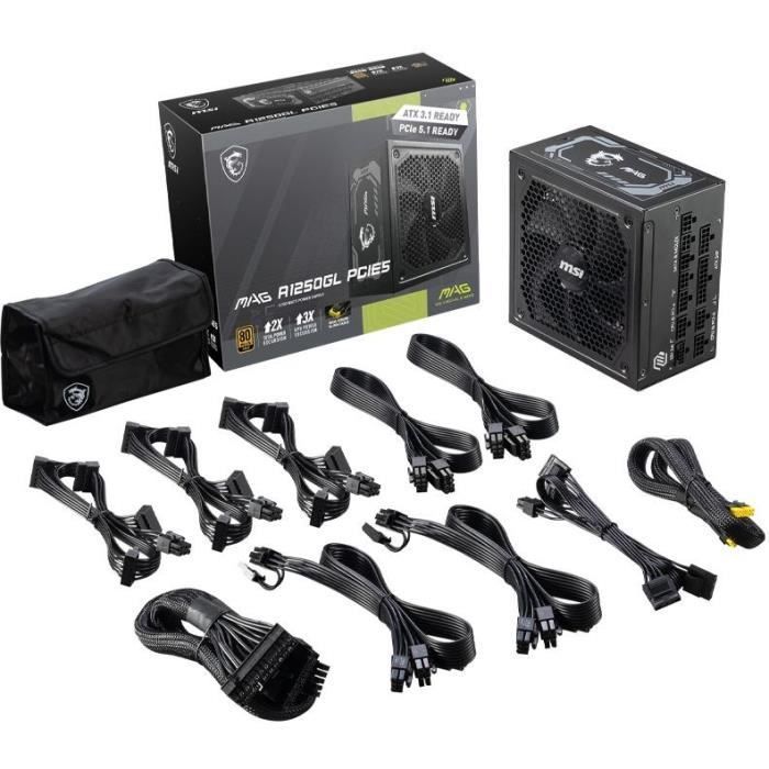 Fonte de alimentação para PC - MSI - 306-7ZP9A11-CE0 - MAG A1250GL PCIe5