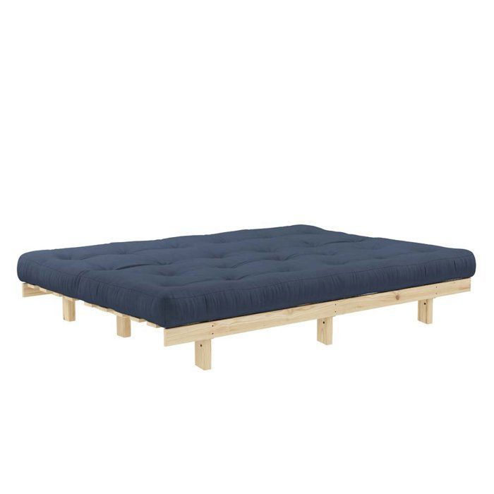 SLANKE slaapbank van grenenhout, marineblauw, 130x200 cm