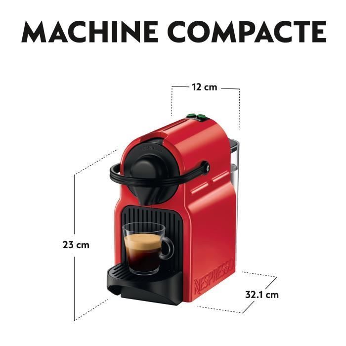 KRUPS Nespresso Inissia Machine à café NESPRESSO à capsules Espresso, Pression 19 bars, Arrêt auto, Rouge, YY1531FD