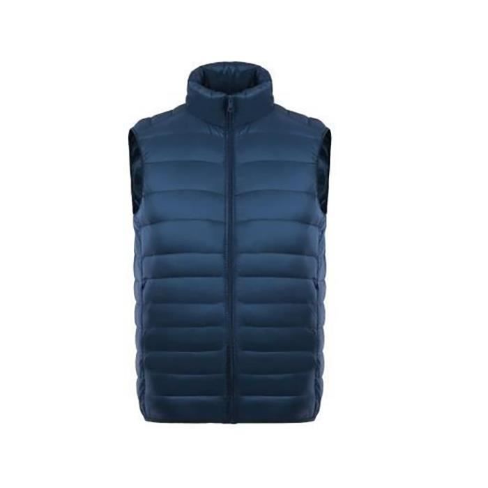 Chaqueta de plumas sin mangas ultraligera para hombre FUNMOON con cremallera, para invierno, compresible, azul claro.