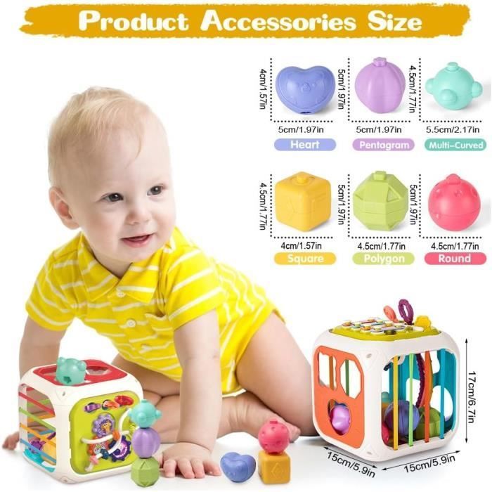 Montessori Activity Cube - 7-in-1 Toy - 18 Months - Silicone and Wood - Ideal Birthday Gift