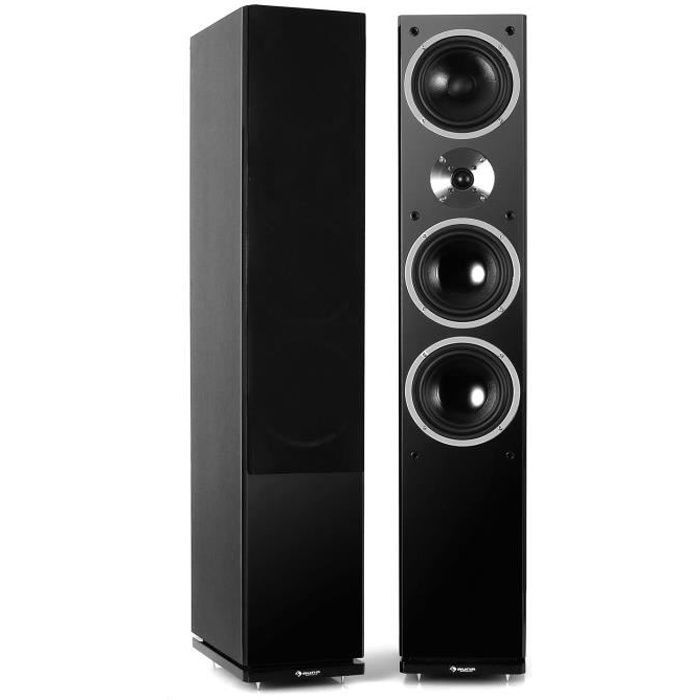 auna Linie-600-BK - Coppia di diffusori da pavimento passivi a 3 vie bass-reflex, 140 W RMS - neri