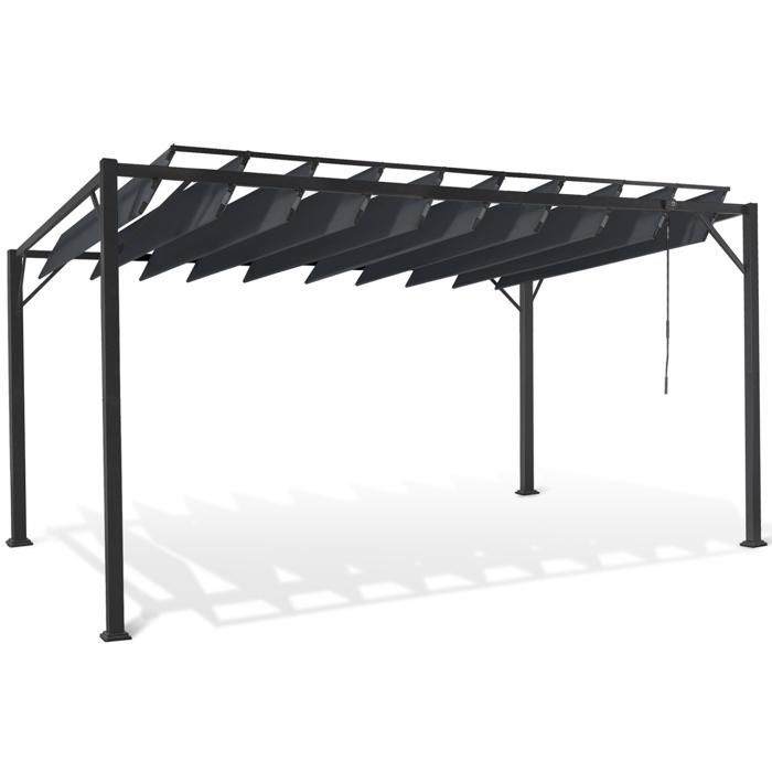 Pérgola IDMARKET con lamas ajustables 3x4 M gris antracita