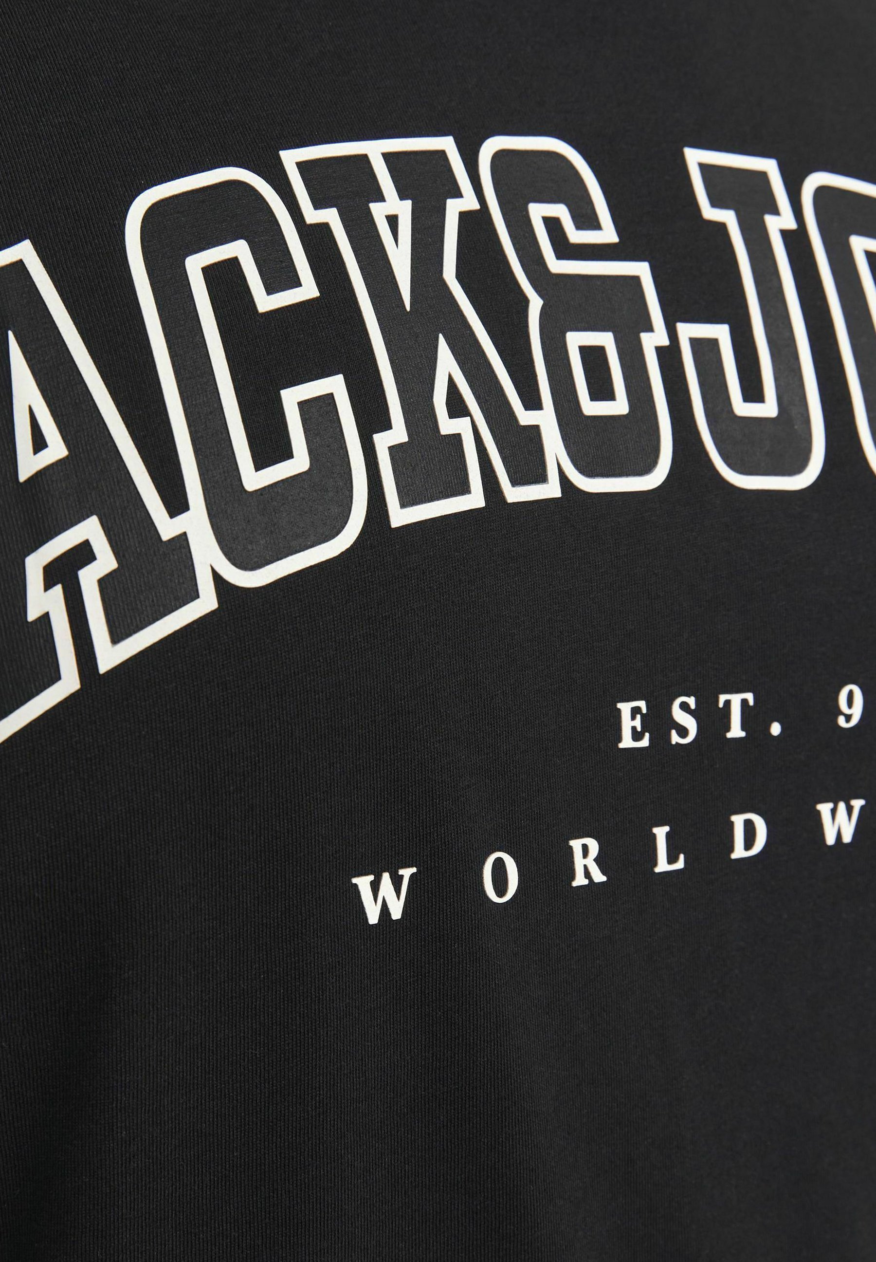 Maglietta Jack & Jones JJECALEB VARSITY TEE O NECK - T-shirt stampata - nera
