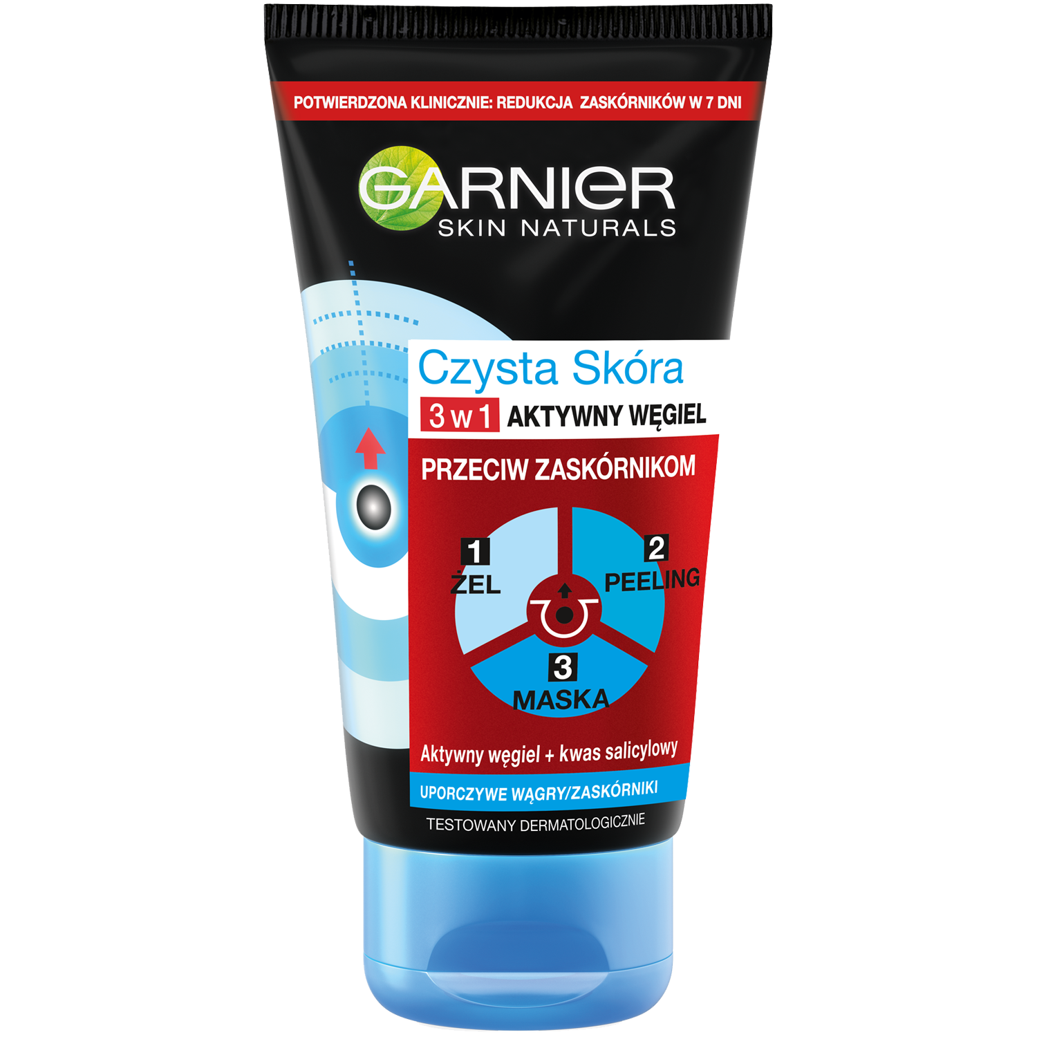 Garnier żel myjący-peeling-maska do twarzy 150ml Aktywny Węgiel