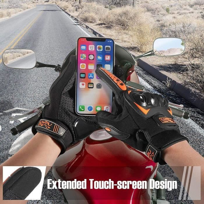Guantes de moto para deportes al aire libre, guantes de dedos completos para pantallas táctiles para motociclismo de competición.