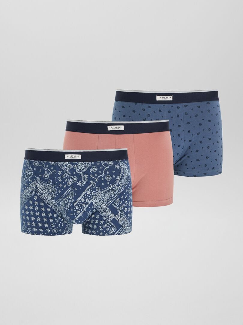 Conjunto de 3 cuecas boxer elásticas - AZUL