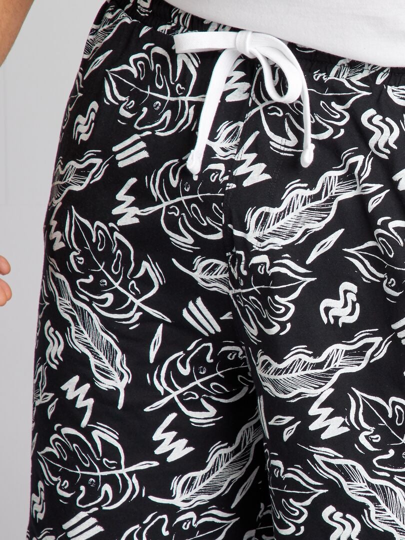Pijama corto + camiseta - 2 piezas - NEGRO