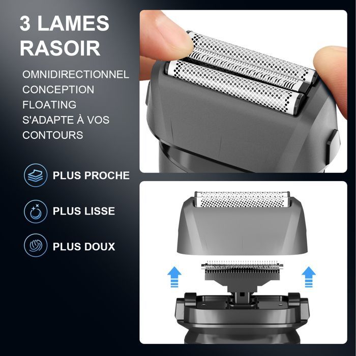 MCURO 2-in-1 Multifunctional Electric Shaver with 3 Blades - LED Display - With Pop-up Trimmer - IPX7 Waterproof - USB Charging