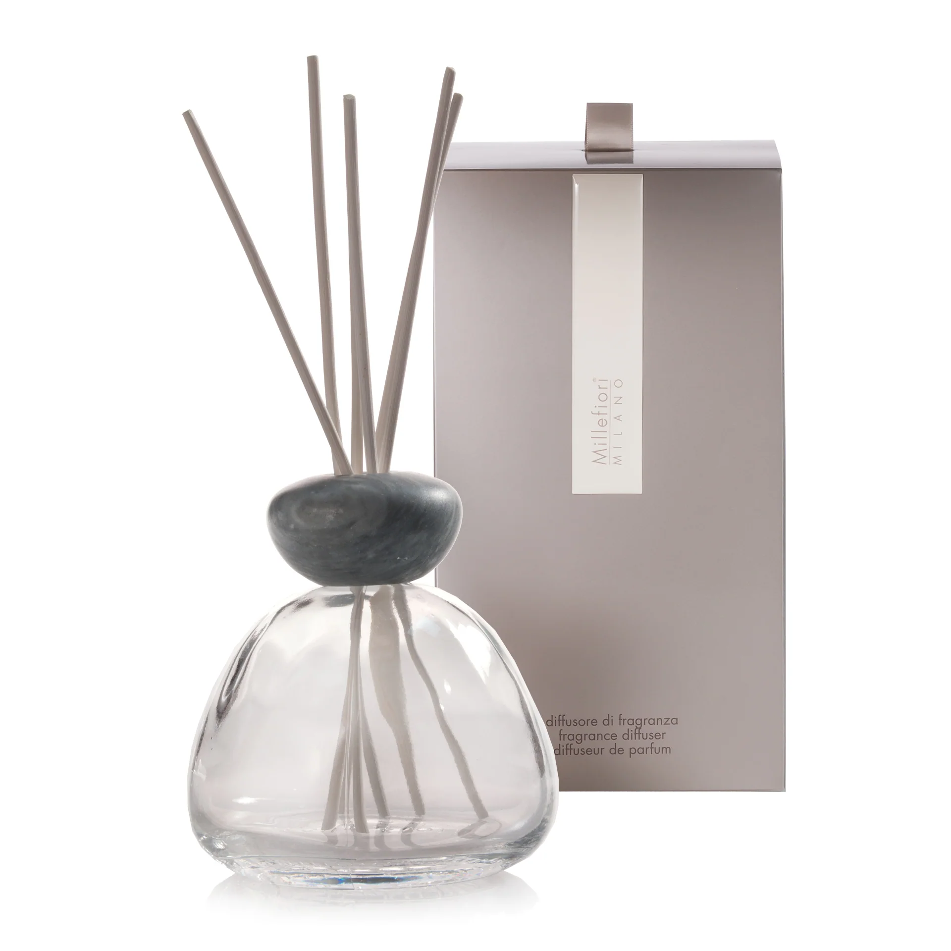 Air Design Diffusore Marble - Trasparente con Tappo Grigio - Diffusore di Profumo
