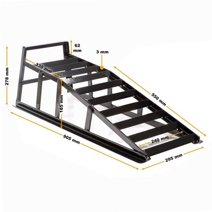 Juego de 2 rampas de carga Wiltec – 915 x 350 x 275 mm – hasta 2 t por par – Acero – Carril de acceso para vehículos