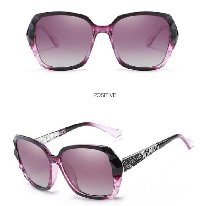 Gafas de sol para mujer - Gafas de sol polarizadas de moda de alta calidad con protección UV, montura morada y lentes progresivas moradas.