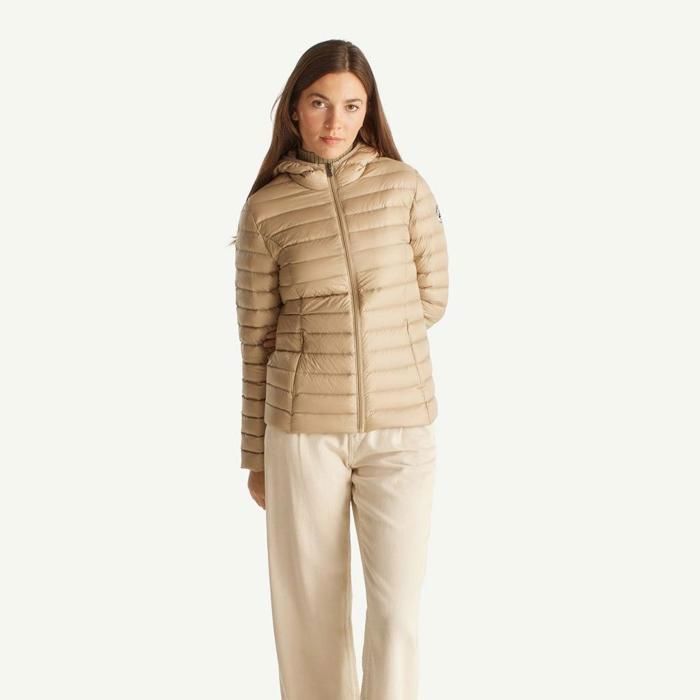 Chaqueta acolchada para mujer JOTT CLOE, color beige - Ligera y ajustada - Relleno de plumas y plumón