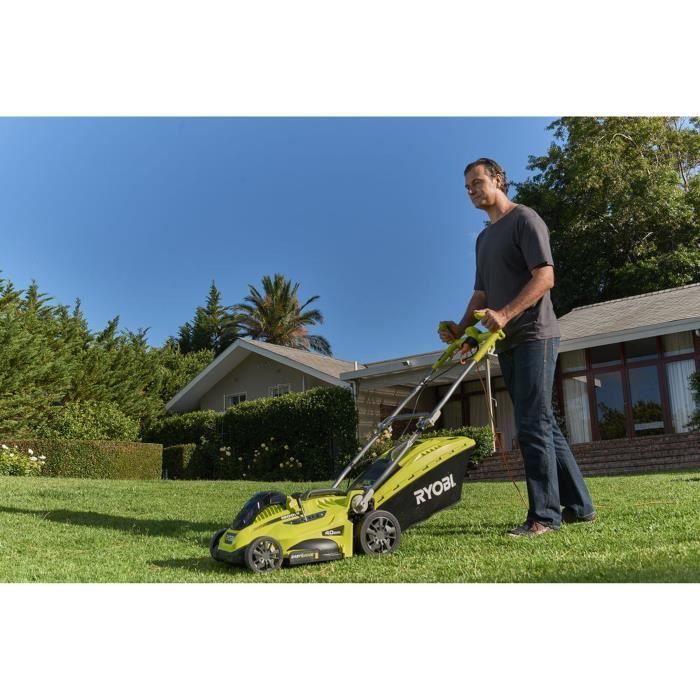 RYOBI - Cortacésped de 1800 W - Diámetro de corte de 40 cm - Recogida y trituración - Doble manillar Vertebrae™ - RLM18E40H