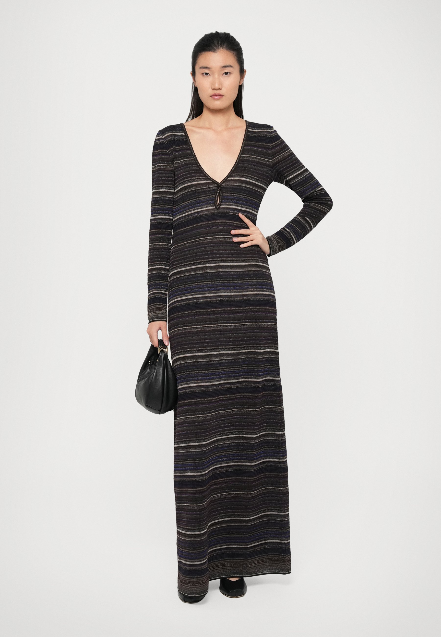 LONG DRESS - Svetrové šaty - black/grey