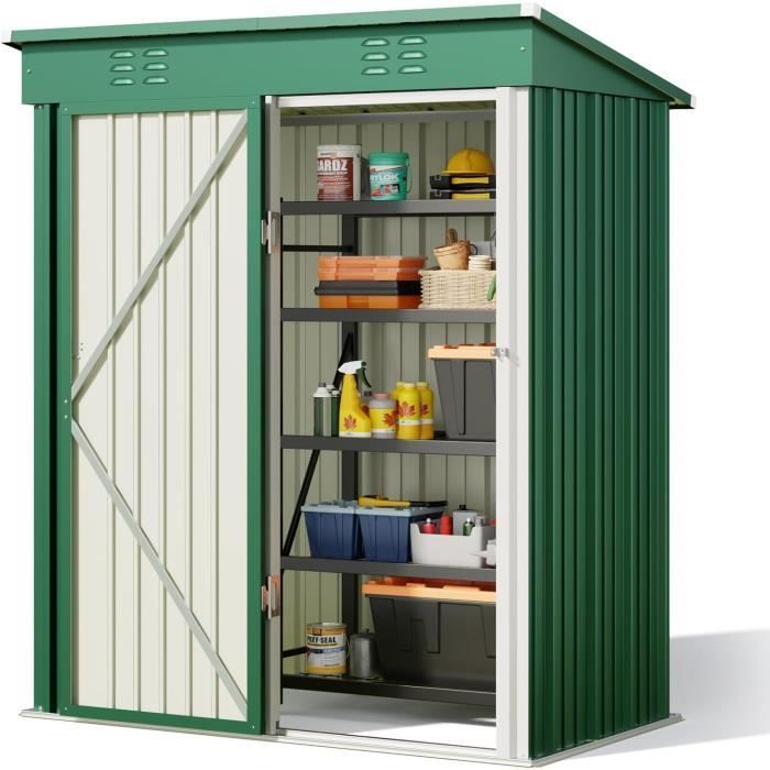 Caseta de jardín - BEALIFE - Metal - Acero galvanizado - 162 x 94 x 182 cm - Verde