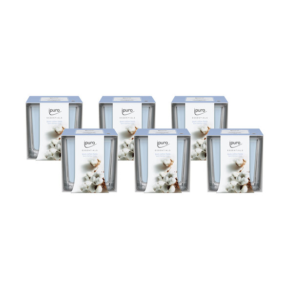 Conjunto de 6 velas aromáticas ESSENTIALS com aroma de algodão.