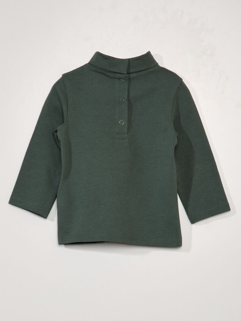Jersey T-shirt met colkraag - GROEN