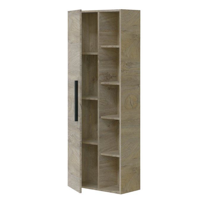 Dmora – Säuleneinheit Los Angeles, 51 x 25 x 135 cm, Eiche, Holzoptik-Paneel und Glas