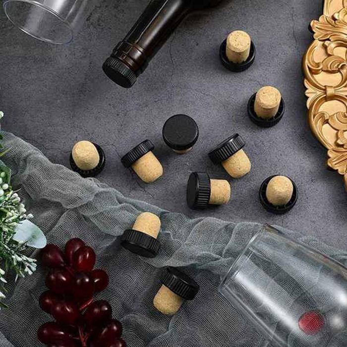 50 tapones de corcho para vino, tapones de degustación, tapones de vino en forma de T con tapa de plástico.