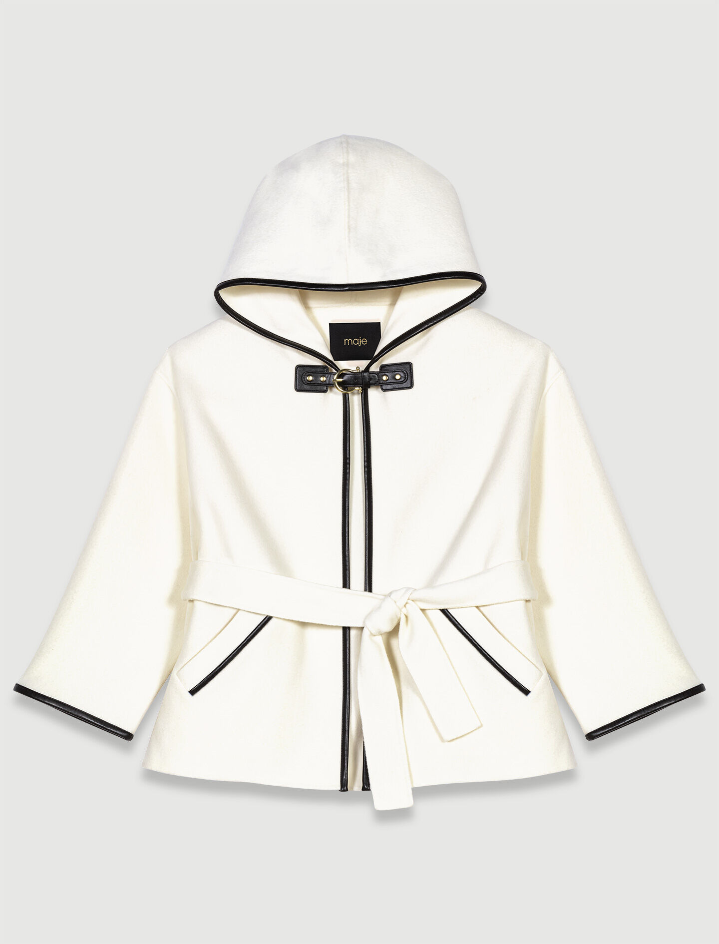 Wollen jas met cape-effect - Wit